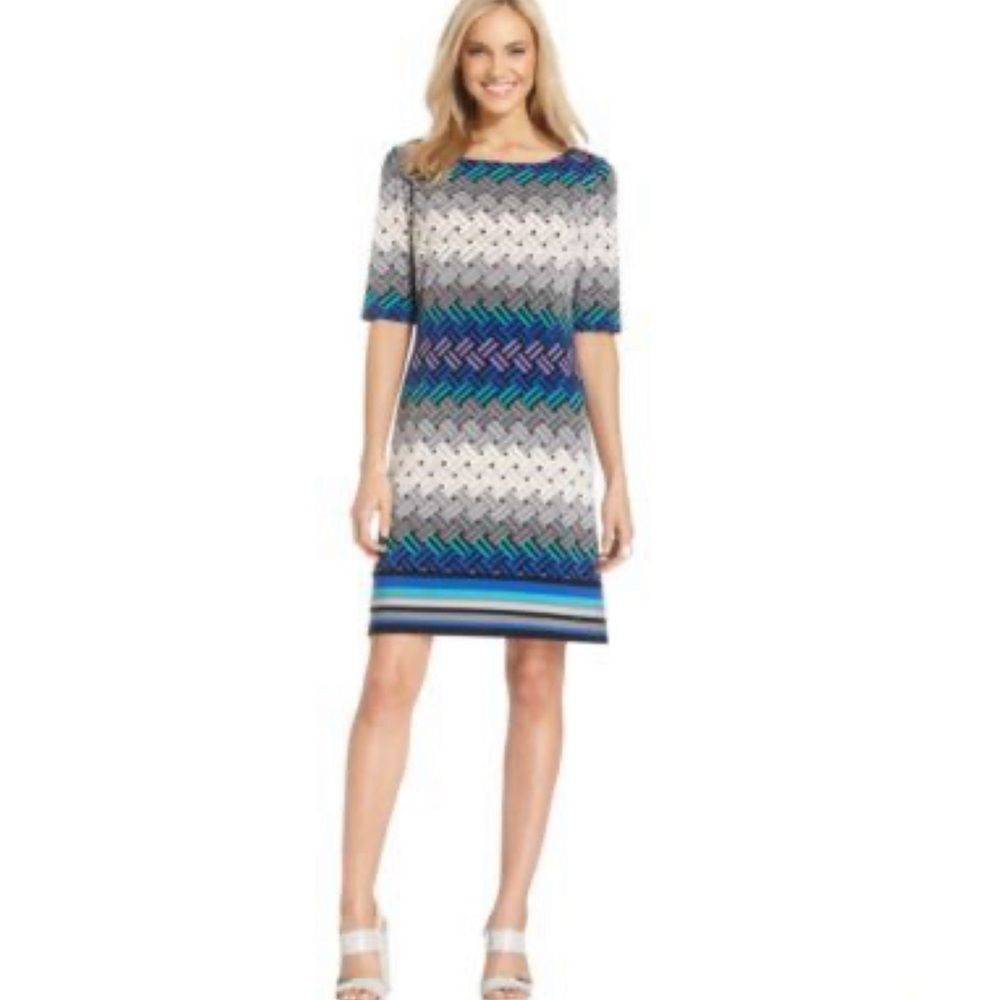 Jessica Howard geometric print shift dress size 8